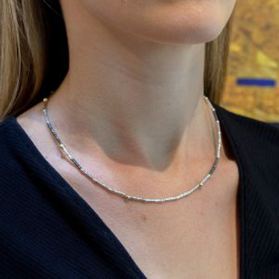 Jeh collier buisjes met goldfilled en zilver - 2011304