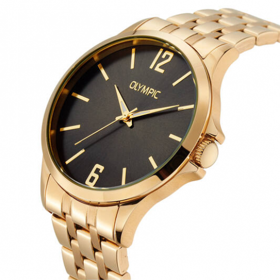 Olympic heren goudkleurig  horloge stalen band en kast - 2011320