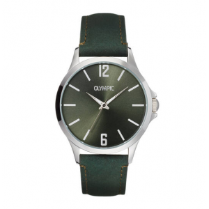 Olympic heren horloge met groen leren band en plaat - 2011322