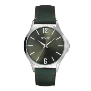 Olympic heren horloge met groen leren band en plaat - 2011322