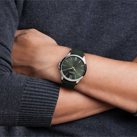 Olympic heren horloge met groen leren band en plaat - 2011322