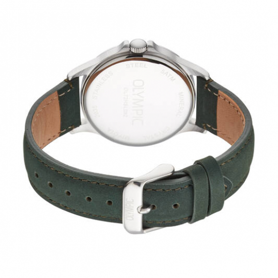 Olympic heren horloge met groen leren band en plaat - 2011322