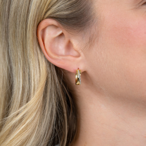 Zinzi vergulde oorring kruislings model met zirconia's - 2011406