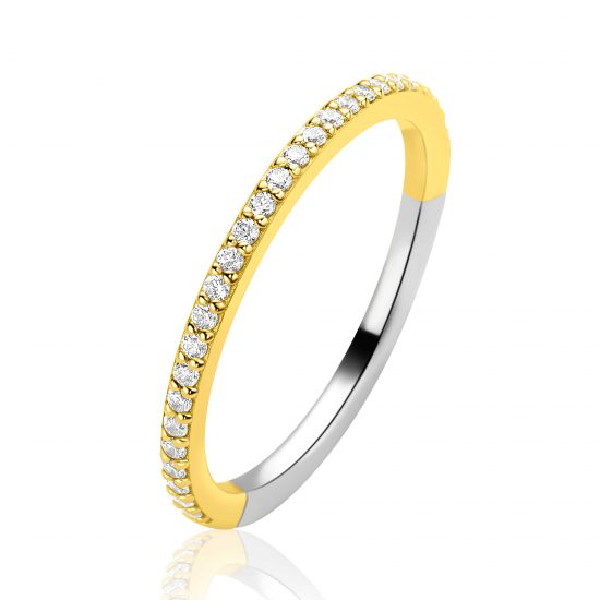 Zinzi vergulde ring aanschuifring met zirconia's - 2011414