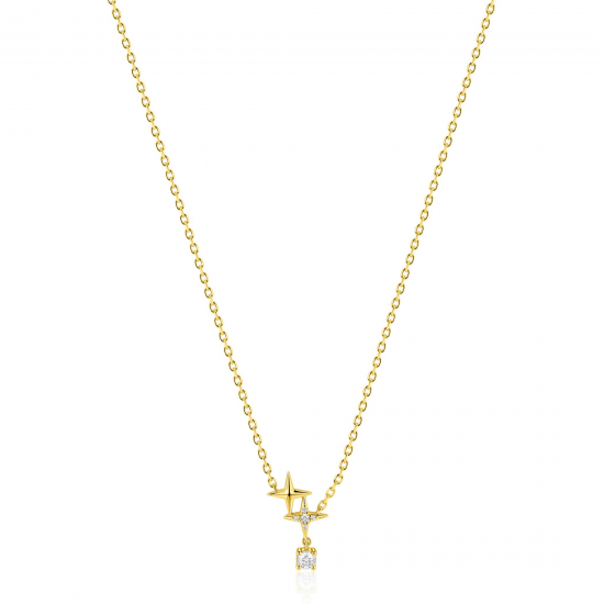 Zinzi verguld collier met twee sterren - 2011421