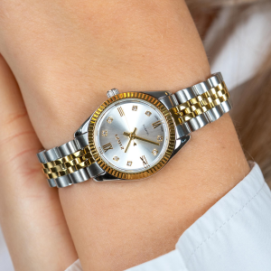 Zinzi bicolor  horloge ronde kast met stenen in de plaat - 2011424