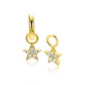 ZINZI zilveren vergulde oorbedel ster gezet met zirconia's - 2011434 ZINZI zilveren vergulde oorbedel ster gezet met zirconia's - 2011434