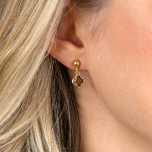 ZINZI zilver vergulde hanger met bruin klavertje - 2011437