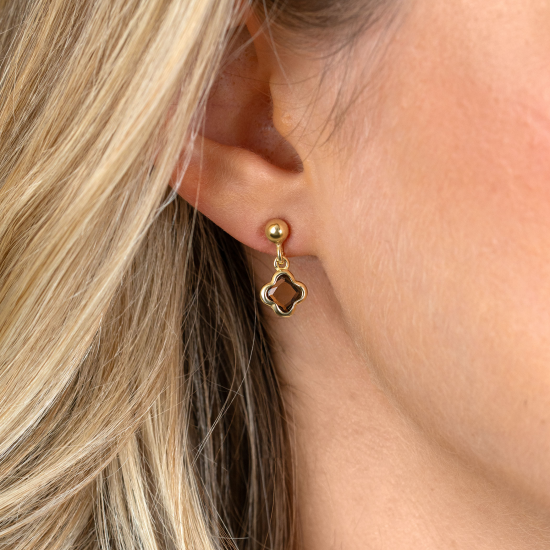 ZINZI zilver vergulde hanger met bruin klavertje - 2011437