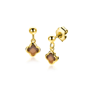 ZINZI zilver vergulde hanger met bruin klavertje - 2011437