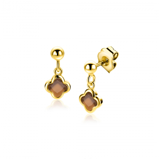 ZINZI zilver vergulde hanger met bruin klavertje - 2011437