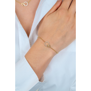 ZINZI zilver verguld armbandje verbonden met twee ringen een gezet met zirconia's - 2011438