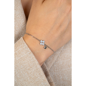 ZINZI zilver armbandje verbonden met een klavertje vier met zirconia's - 2011440