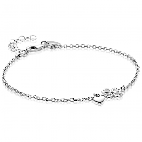 ZINZI zilver armbandje verbonden met een klavertje vier met zirconia's - 2011440