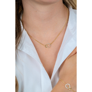 ZINZI zilver collier verbonden met twee ogen waarvan een gezet met zirconia's - 2011443