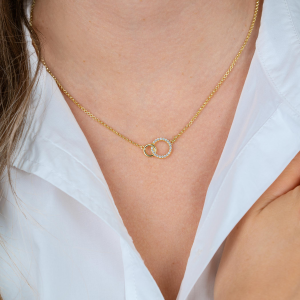 ZINZI zilver collier verbonden met twee ogen waarvan een gezet met zirconia's - 2011443