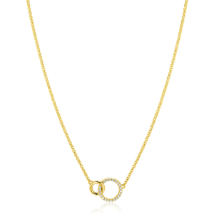 ZINZI zilver collier verbonden met twee ogen waarvan een gezet met zirconia's - 2011443