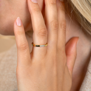 ZINZI zilver vergulde ring met drie zirconia's - 2011446