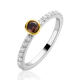 Zinzi bicolor ring met bruine midden steen en zirconia's in de scheen - 2011473