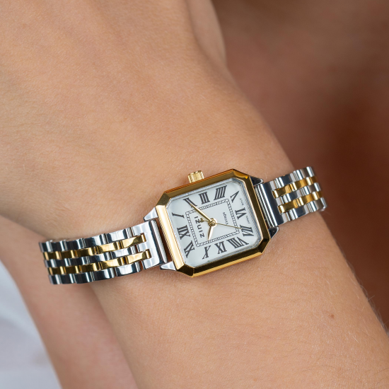 ZINZI horloge vintage 24mm witte wijzeplaat en bicolor band - 2011491