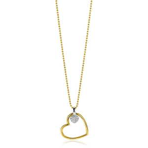 Zinzi collier met vergulde hart hanger en klein hart zirconia - 2011504