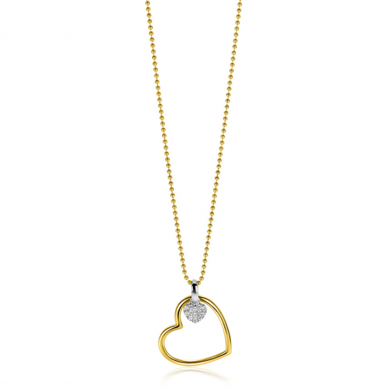 Zinzi collier met vergulde hart hanger en klein hart zirconia - 2011504