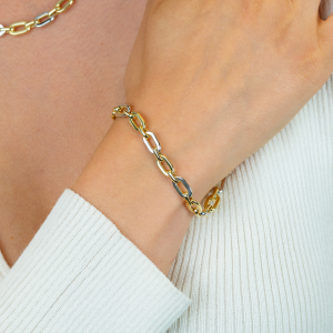 Zinzi  bicolor zilveren armband met ovale schakels - 2011505