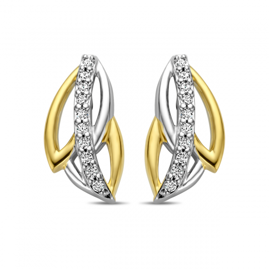 Rosa di luca oorknop verguld met zirconia gezet - 2011511