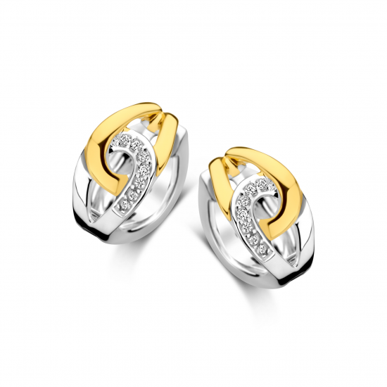 Rosa di luca zilveren oorringen half verguld en met zirconia's - 2011513