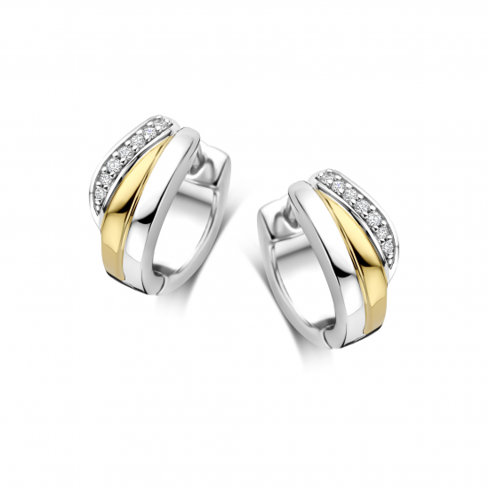 Rosa di luca zilveren oorringen bicolor en met zirconia's - 2011514