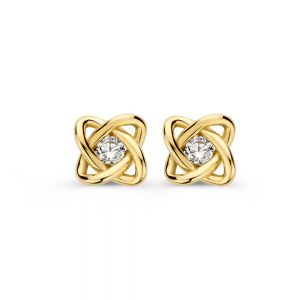 Gouden oorknopjes knoopje met zirconia - 2011552