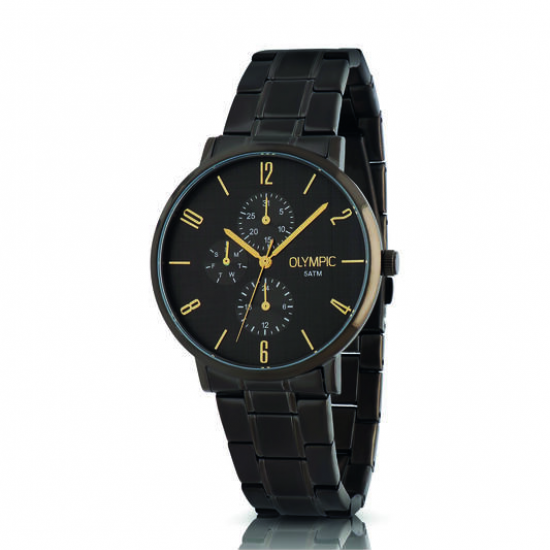 Olympic heren horloge Tobias gunmetal staal bicolor - 2011597