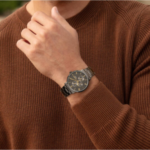 Olympic heren horloge Tobias gunmetal staal bicolor - 2011597