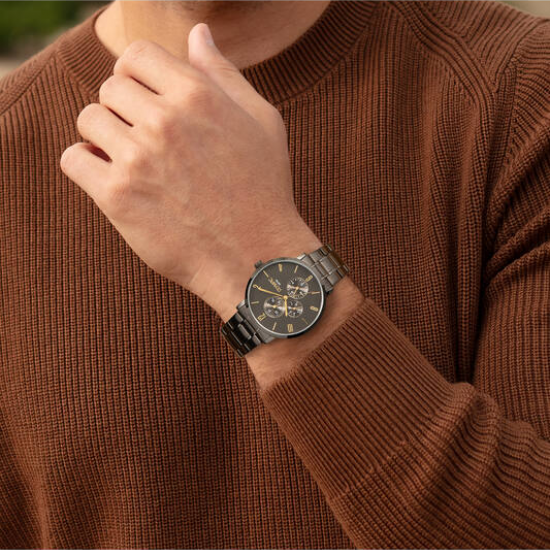 Olympic heren horloge Tobias gunmetal staal bicolor - 2011597