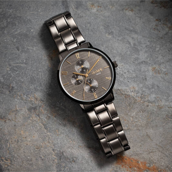 Olympic heren horloge Tobias gunmetal staal bicolor - 2011597