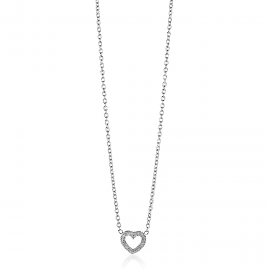 ZINZI zilveren collier met bewerkt open hartje - 2011672