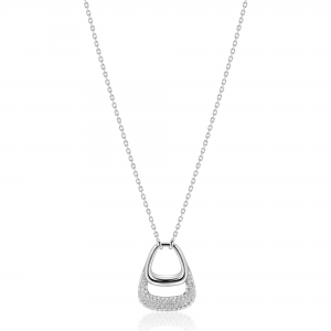 ZINZI zilveren collier met luxe hanger glad en pave gezette zirconia - 2011673