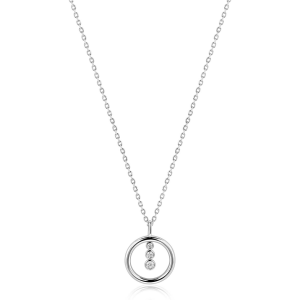 ZINZI zilveren collier met open hanger open rond met 3 zirconia's - 2011675