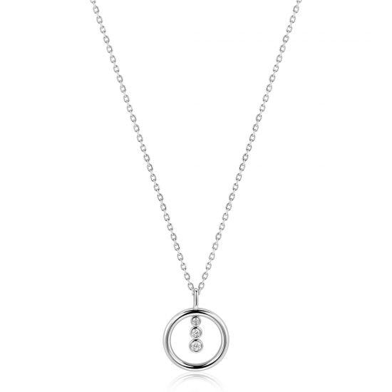 ZINZI zilveren collier met open hanger open rond met 3 zirconia's - 2011675