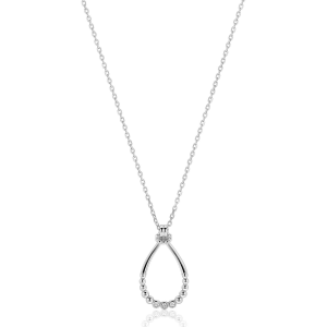 ZINZI zilveren collier met ovale open hanger open rond bolletjes met zirconia's - 2011676