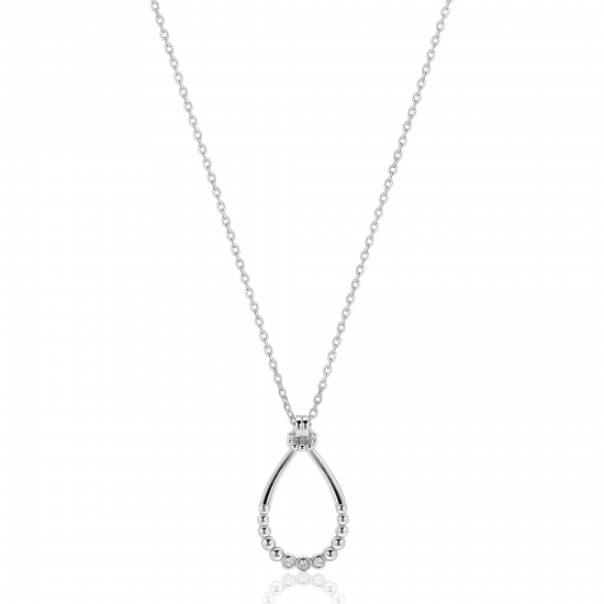 ZINZI zilveren collier met ovale open hanger open rond bolletjes met zirconia's - 2011676