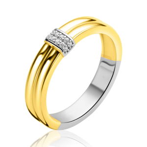 Zinzi  ring half verguld twee banen met zirconia - 2011682