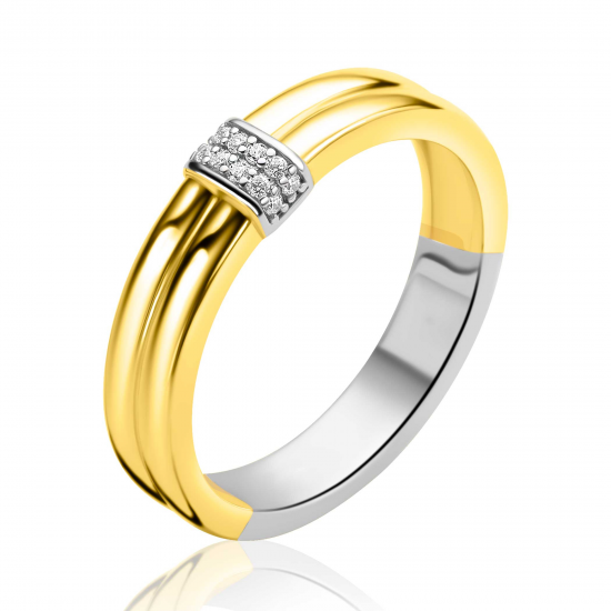 Zinzi  ring half verguld twee banen met zirconia - 2011682