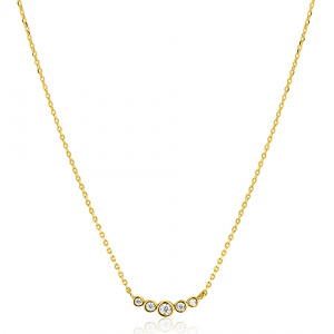 Gouden collier aflopend zirconia in ronde zetting - 2011687 Gouden collier aflopend zirconia in ronde zetting - 2011687