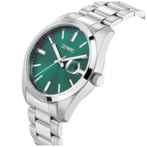 Olympic heren horloge louis met stalen band en groene plaat - 2011696
