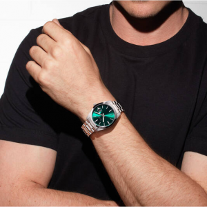 Olympic heren horloge louis met stalen band en groene plaat - 2011696