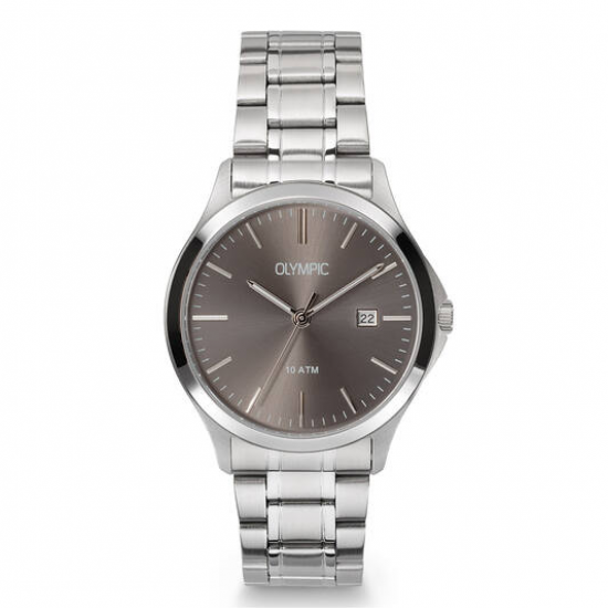 Olympic Milan stalen band en kast  grijze wijzerplaat - 2011697