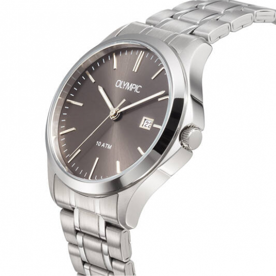 Olympic Milan stalen band en kast  grijze wijzerplaat - 2011697