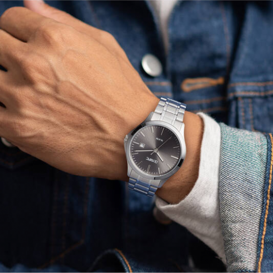 Olympic Milan stalen band en kast  grijze wijzerplaat - 2011697