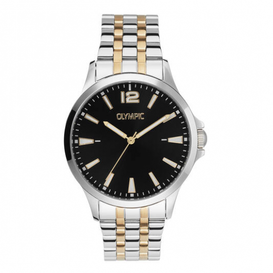 Olympic Danny stalen band en kast  zwarte wijzerplaat bicolor - 2011698
